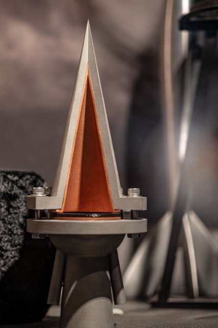 1:1 Modell von Oberths Kegeldüse - Hergestellt im 3D-Druckverfahren und gestiftet 2019 von Dr. Stefan Bindl